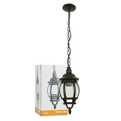 Farol Colgante Estilo Colonial Negro de 26 W