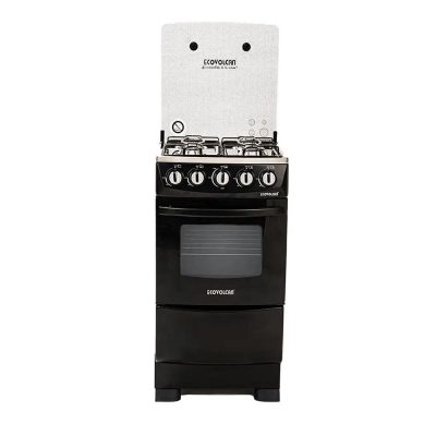 Estufa con Horno y 4 Quemadores con Cubierta de Acero Color Negra