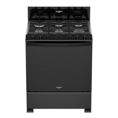 Estufa de Gas al Piso 30 plg con 6 Quemadores para Cocina Color Negro