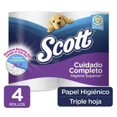 Papel Higiénico Triple Hoja, 4 Rollos