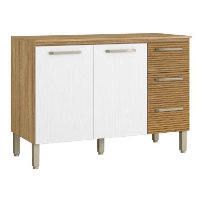Gabinete Base Cenizo 120 cm con 2 Puertas y 3 Gavetas Color Gris