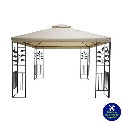 Toldo de Poliéster Diseño Hojas 3.27 x 3.27 Metros Color Beige