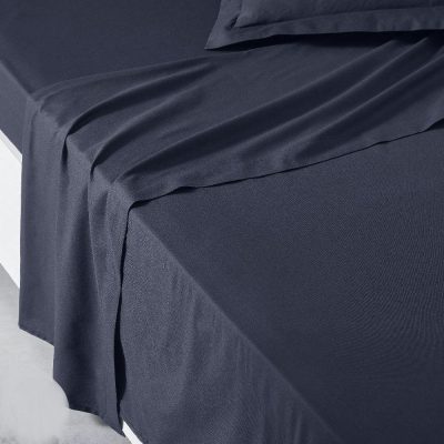 Sábana Plana Azul Moderno 100% Algodón - Varios Tamaños