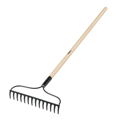 Rastrillo Jardinero Metálico Color Negro 14 Dientes Mango 48 Plg