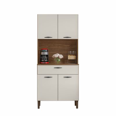 Gabinete de Cocina con 4 Puertas y 1 Gaveta de 170 x 74 x 36 cm Beige y Crema