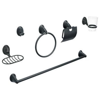 Accesorios para Baño de Pared 6 Piezas Negro Línea Aqua