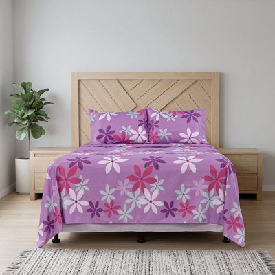 Set de Sábanas Floral Morado Tamaño Queen