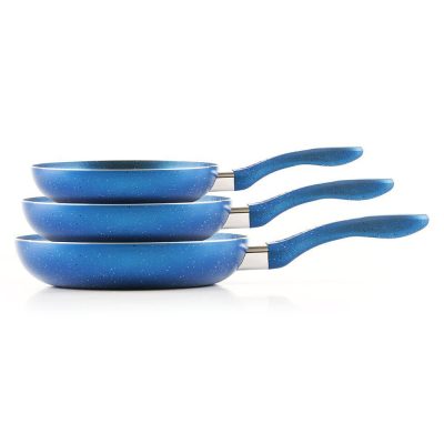 Set de 3 Sartenes de 20 24 y 28 cm Efecto Mármol Color Azul