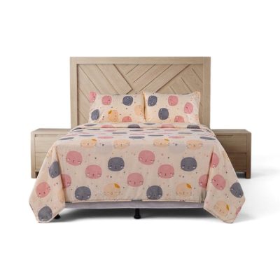 Set de Cubrecama Pinsonic de Microfibra Diseño Kitty de Gatos Multicolor con Acabado Texturizado - Varios Tamaños