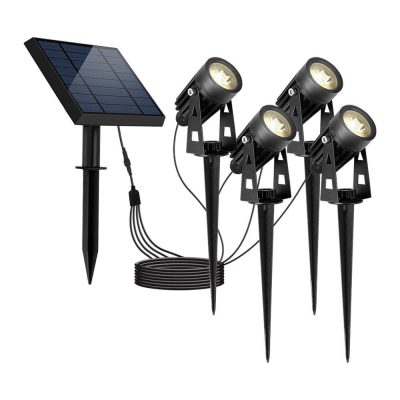 Set de 4 Estacas Solares con Panel Solar Luz Cálida 1.09W