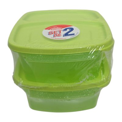 Set de 2 Recipientes Duo de 4 Tazas para Alimentos Color Verde