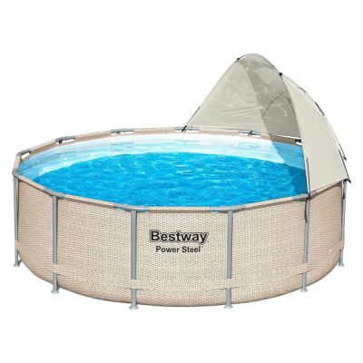 Toldo Protector de Poliéster para Piscina Circular 3.05 a 5.49 Metros Beige