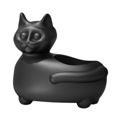 Maceta Figura de Gato de Polietileno 24 cm Capacidad 7.8 Litros Color Negro