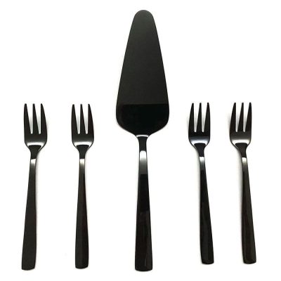Set de 5 Cubiertos para Pastel Color Negro