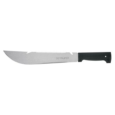 Machete Tipo Rambo de 12 Plg con Mango Negro Antiderrapante y Funda