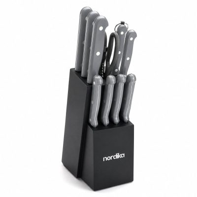 Set de 9 Cuchillos con Base Tijera y Afilador