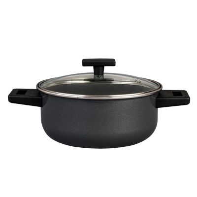 Olla Arrocera Euro Duramax 22 cm con Tapadera de Vidrio Color Negro