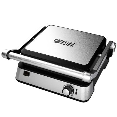 Plancha Grill de 1500 W con Superficie Antiadherente de Acero Inoxidable Color Plateado