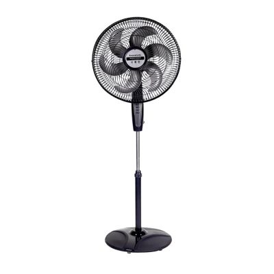 Ventilador de Pedestal Negro 6 Aspas Altura Ajustable 18 Plg