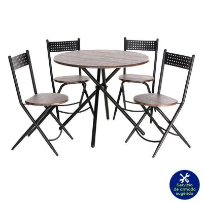 Desayunador Redondo para 4 Personas 90 x 90 x 74.4 cm Color Café