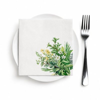 Servilleta con Diseño Jardín para Mesa de Comedor de 50 x 50 cm Verde