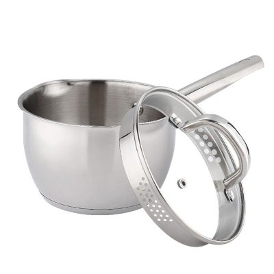 Olla de 16 cm de Acero Inoxidable con Tapadera de Vidrio