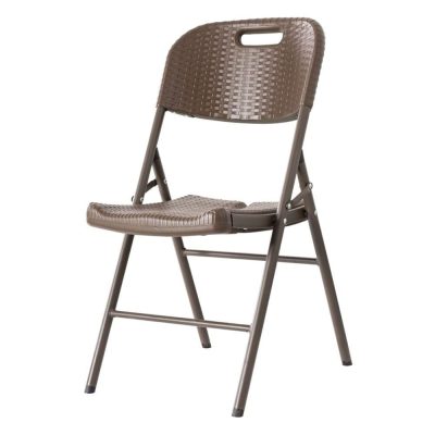 Silla Plegable de Plástico Estilo Ratán 45 x 50 x 87 cm Color Café