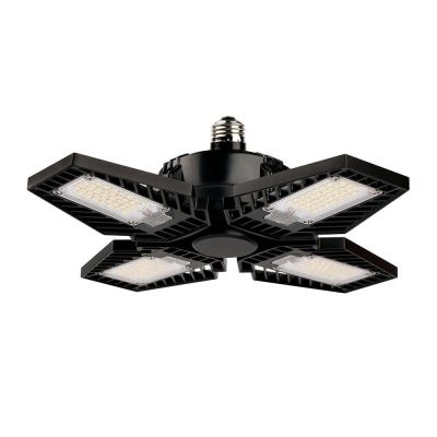 Foco LED Tipo Ventilador de 80 W Luz de Día 4 Paneles Ajustables Base E27 Color Negro