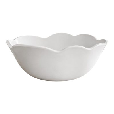 Tazón de Melamina con Borde Ondulado 6.7 Plg Resistente para Mesa Blanco