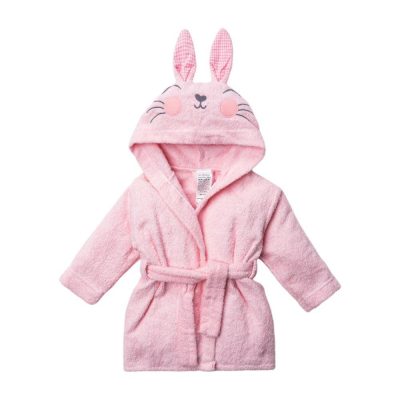 Bata de Baño con Capucha Diseño de Conejo de 0-6 Meses Color Rosado