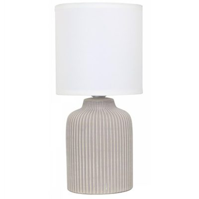 Lámpara de Mesa de Cerámica Color Gris con Pantalla Blanca