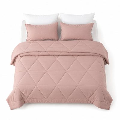 Set de Edredón de Microfibra 95 GSM Tamaño King Color Rosado