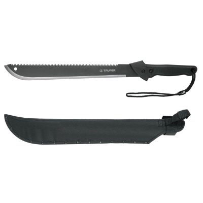 Machete de Doble Filo 18 Plg con Cacha Bimaterial Inyectada y Funda
