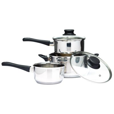 Batería de Cocina 5 Piezas de Acero Inoxidable con Tapaderas de Vidrio