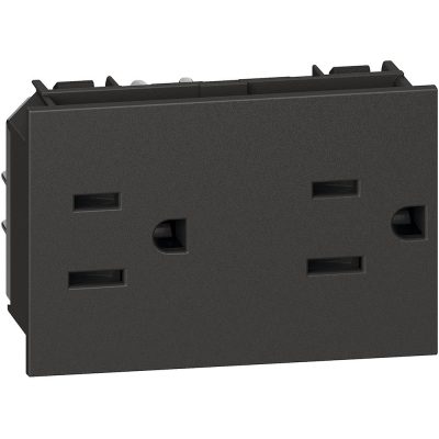 Tomacorriente Dúplex Aterrizado 15A TR 3 Módulos en Color Negro Matix GO