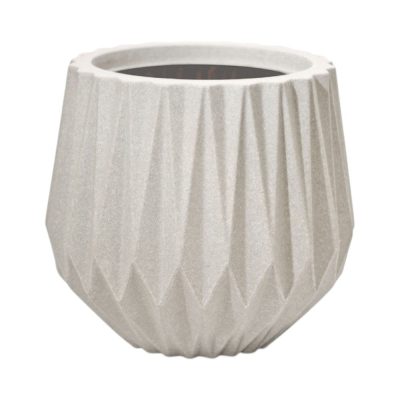 Maceta Origami Redonda de Polietileno 30 cm Capacidad 15.5 Litros Color Cemento Blanco