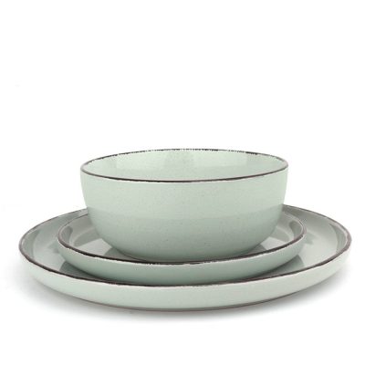 Set de Vajilla de 12 Piezas de Cerámica Color Verde