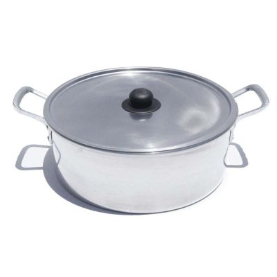 Olla Arrocera Industrial 34 cm de Aluminio con Tapadera Color Plateado