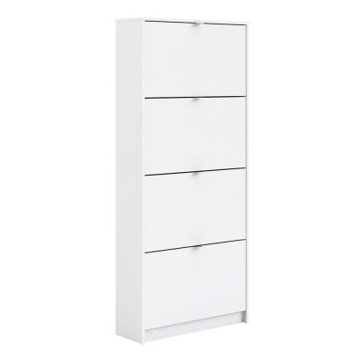 Zapatera con 4 Puertas de MDF 81 x 24 x 160 cm Color Blanco