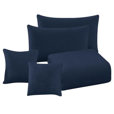 Set de Edredón King Color Azul Marino 5 Pzas