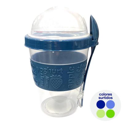 Vaso para Yogurt con Cuchara y Tapadera - Color Surtido