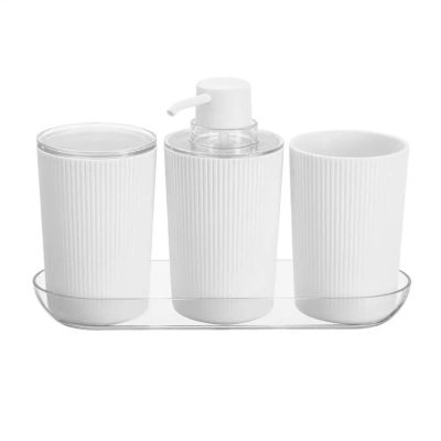 Set de Baño con Bandeja Organizadora 4 Piezas Color Blanco