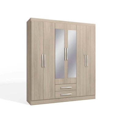 Clóset Lory con 6 Puertas y 2 Gavetas 160 x 45 x 184 Cm Color Almendra
