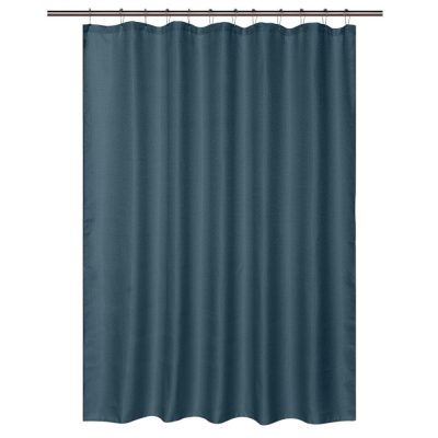 Set de Cortina para Baño con Liner y Ganchos 14 Piezas Diseño Texturizado Color Azul