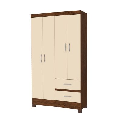 Armario Camelia 4 Puertas 2 Gavetas Color Beige y Café