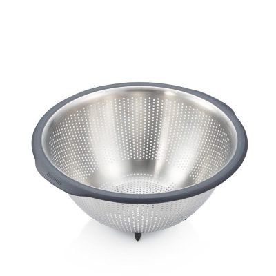Colador GrandChef con Borde Ancho 20 cm de Acero Inoxidable Color Plateado
