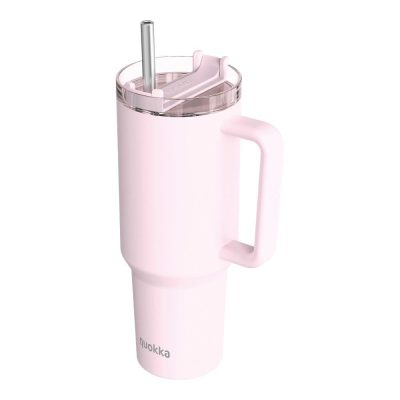 Vaso Térmico de Acero Inoxidable de 1200 mL con Asa y Pajilla Color Rosado Pastel