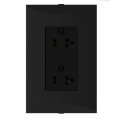 Tomacorriente Doble con Placa de 20 A y 125 V en Color Negro