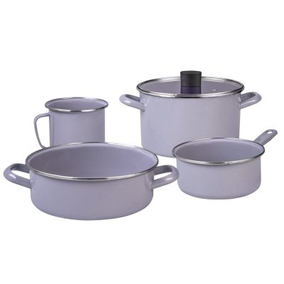 Batería de Cocina 5 Piezas con Tapaderas Color Lavanda
