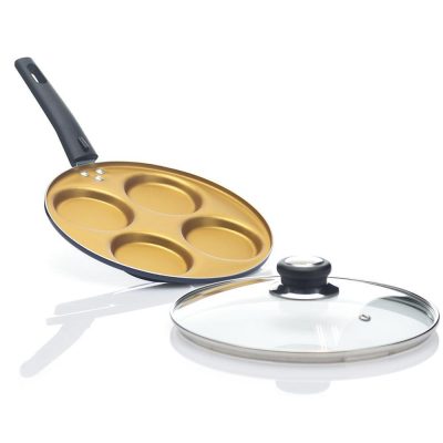 Sartén Freidora para 4 Huevos de Aluminio Antiadherente 24 cm con Tapadera